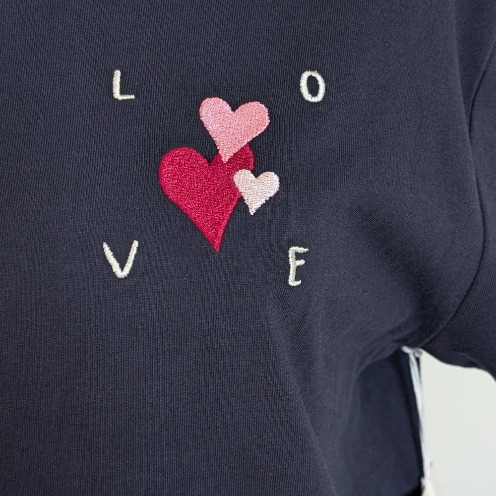 WILDFOX | Women's Dark Navy "LOVE" Oversized Jamie Short Sleeved Shirt - Picture 2 of 5